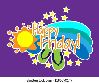 happy friday, greeting card background or banner with beach theme. design illustration