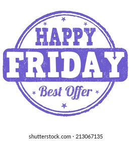 Happy friday grunge rubber stamp on white, vector illustration