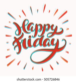 Happy Friday Hand Lettering Stock Vector (Royalty Free) 505726846 ...