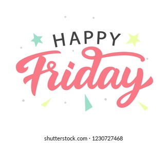 Happy Friday Lettering Positive Hand Written Stock Vector (Royalty Free ...