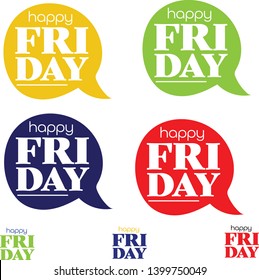 Happy Friday Multi-Color Speech Bubbles