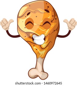 Happy, fried chicken, illustration, vector on white background.