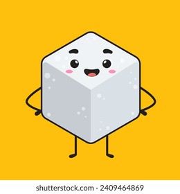 A happy and friendly sugar cube. Vector Illustration