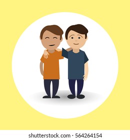 happy friends in flat design