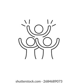 Happy Friends Group Icon. arty Celebration, Joyful People, Thin Line Vector Illustration..eps
