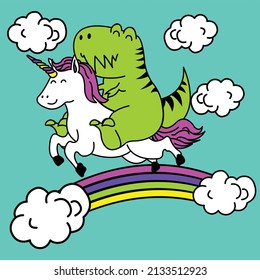glückliche Freunde, die einen Regenbogenvektor springen