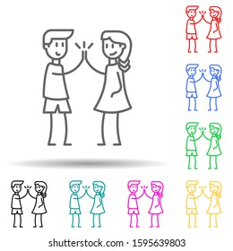 happy friends multi color style icon. Simple thin line, outline vector of friendship icons for ui and ux, website or mobile application