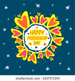 Happy friendship day abstract background. Greeting card design for happy friendship day. Vector illustration.