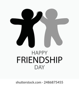 Happy friendship day .Art and Illustration .Two friends are happily shaking hands.Happy Friendship Day is written below the friends.with  background .floating friends .vector design .simple design .2.