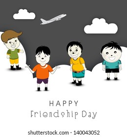 Happy Friendship day background with cute little boys group. 