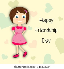 Happy friendship day background with cute little girl.