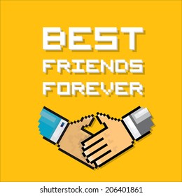 Happy Friendship day background with handshake and text Best Friends Forever.