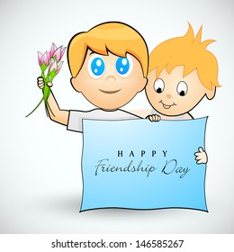 Happy Friendship Day background with illustration of cute little boys.