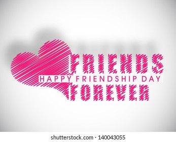 Happy Friendship day background with pink heart and text Friends Forever.