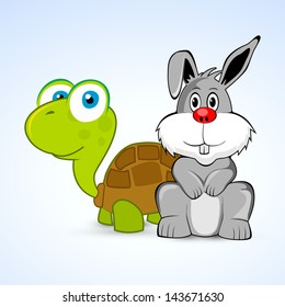 Happy Friendship Day Background Rabbit Tortoise Stock Vector (Royalty ...