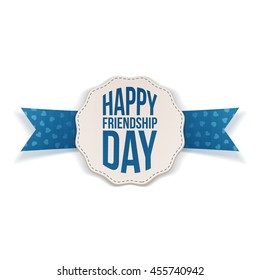 Happy Friendship Day Banner with blue Ribbon