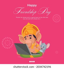 Happy friendship day banner design cartoon style template. 