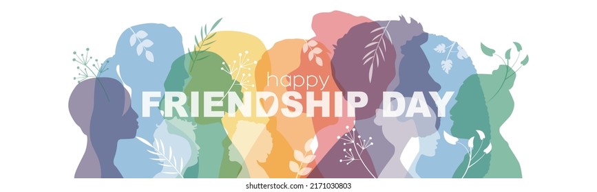 Happy Friendship Day banner.	Flat vector illustration.