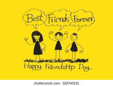 Happy Friendship Day and Best Friends Forever idea design