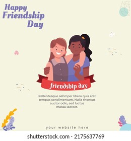 Happy Friendship Day Best Friends Template Design Vector Illustration With Text
