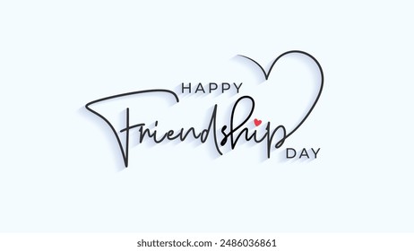 Happy Friendship Day Calligraphic Typography Text with Heart Shape Background Design, Greeting Card, Cover, Banner. Vector Template