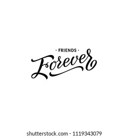 Happy Friendship Day Calligraphy. Greeting card typography template. Modern calligraphy design elements for cute sticker, poster, banner, t-shirt print or embroidery. Vector isolated illustration. 