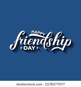 Happy Friendship Day calligraphy hand lettering on blue background. Vector template for typography poster, greeting card, banner, flyer, etc