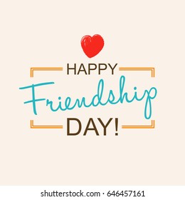 Happy Friendship Day card or background.
30th of July. 
Festive poster or banner with hand lettering.
Flat design.
Vector illustration