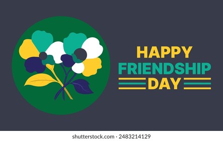 Happy friendship day card design with colorful flowers background