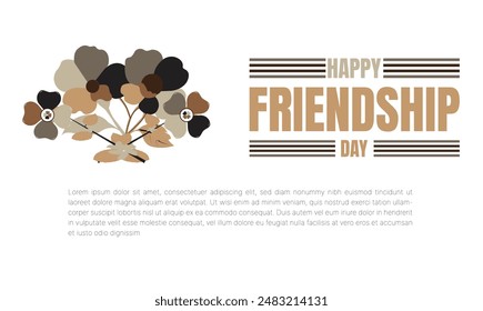 Happy friendship day card design with colorful flowers background