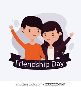 Happy Friendship Day with cartoon friends Post Template Design