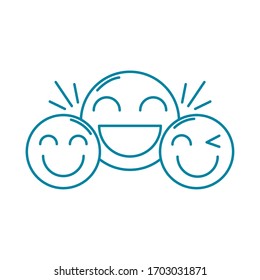 happy friendship day celebration emoticons smiling wink happiness vector illustration line style icon