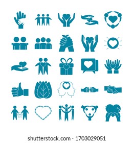 happy friendship day celebration love relationship support team icons set vector illustration line style