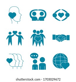 happy friendship day celebration love relationship support team icons set vector illustration line style