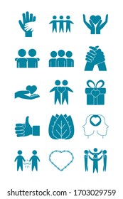 happy friendship day celebration love relationship support team icons set vector illustration line style
