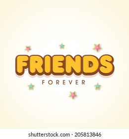 Happy Friendship Day celebrations concept with yellow text Friends on stars decorated beige background. 