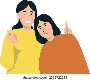Happy Friendship Day Character with Simple Cartoon Shape. Vector Illustration in Flat Style