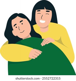 Happy Friendship Day Character with Simple Cartoon Shape. Vector Illustration in Flat Style