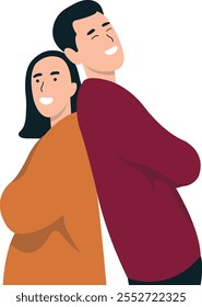 Happy Friendship Day Character with Simple Cartoon Shape. Vector Illustration in Flat Style