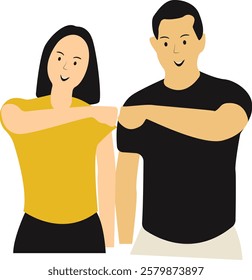 Happy Friendship Day Character with Simple Cartoon Design and Shape. Two People Always Together. Vector Illustration.