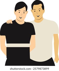 Happy Friendship Day Character with Simple Cartoon Design and Shape. Two People Always Together. Vector Illustration.