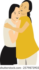 Happy Friendship Day Character with Simple Cartoon Design and Shape. Two People Always Together. Vector Illustration.