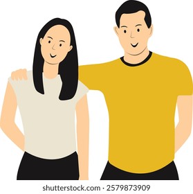 Happy Friendship Day Character with Simple Cartoon Design and Shape. Two People Always Together. Vector Illustration.