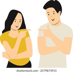 Happy Friendship Day Character with Simple Cartoon Design and Shape. Two People Always Together. Vector Illustration.