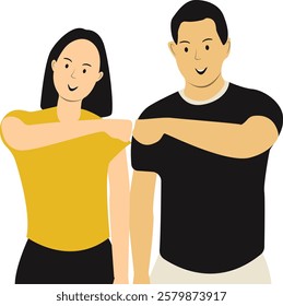 Happy Friendship Day Character with Simple Cartoon Design and Shape. Two People Always Together. Vector Illustration.