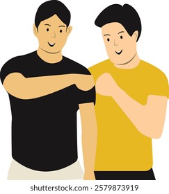 Happy Friendship Day Character with Simple Cartoon Design and Shape. Two People Always Together. Vector Illustration.