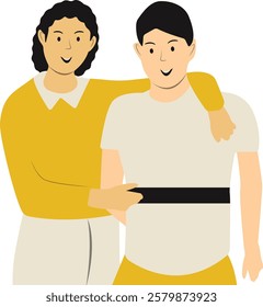 Happy Friendship Day Character with Simple Cartoon Design and Shape. Two People Always Together. Vector Illustration.