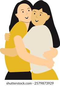 Happy Friendship Day Character with Simple Cartoon Design and Shape. Two People Always Together. Vector Illustration.