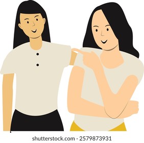 Happy Friendship Day Character with Simple Cartoon Design and Shape. Two People Always Together. Vector Illustration.