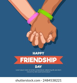 Happy Friendship Day clip art two hands holding each other strongly banner background